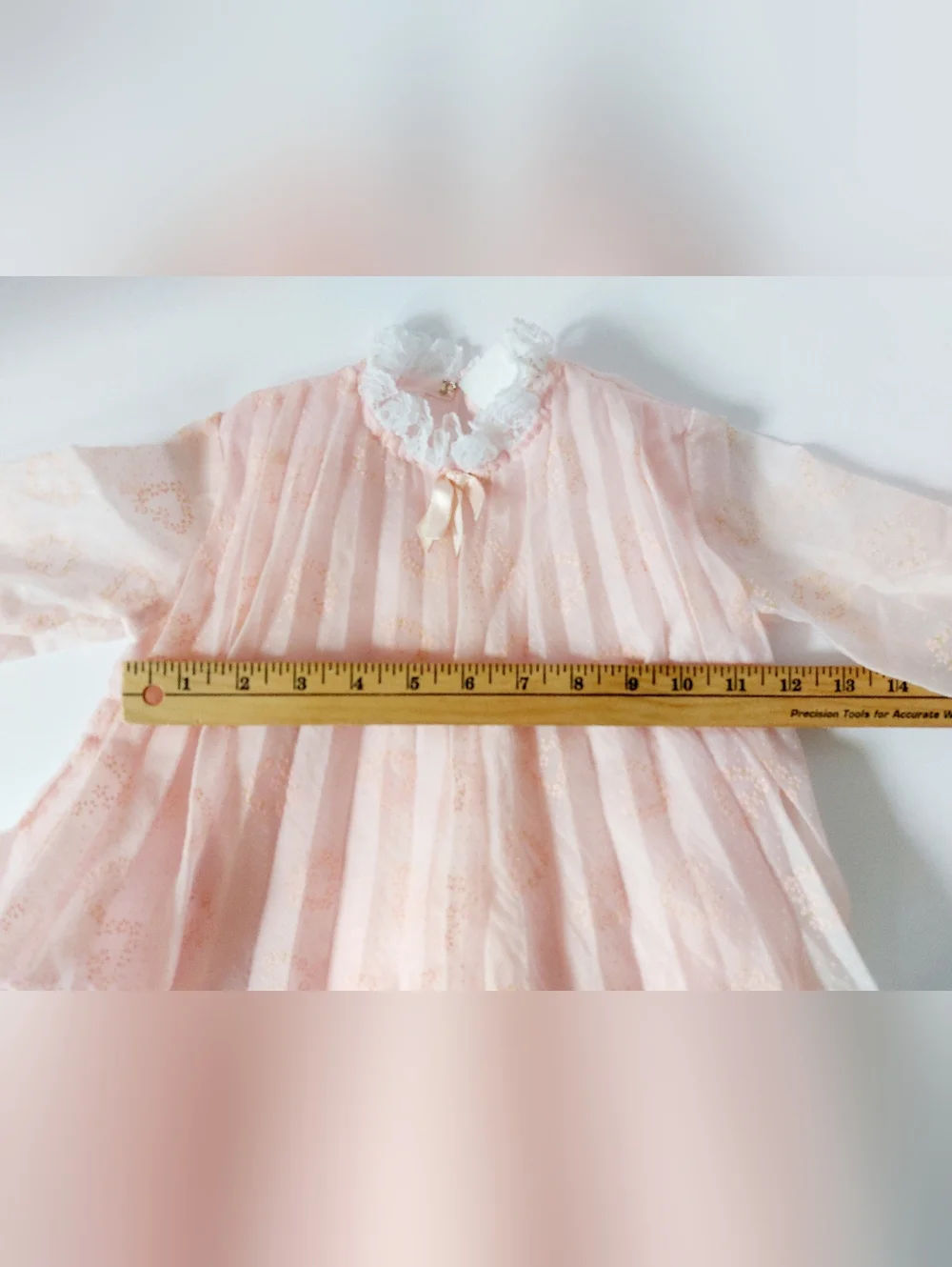VTG Pink Sheer Pleated Heart Baby Dress 2T Fairycore Cottagecore Ethereal Dainty
